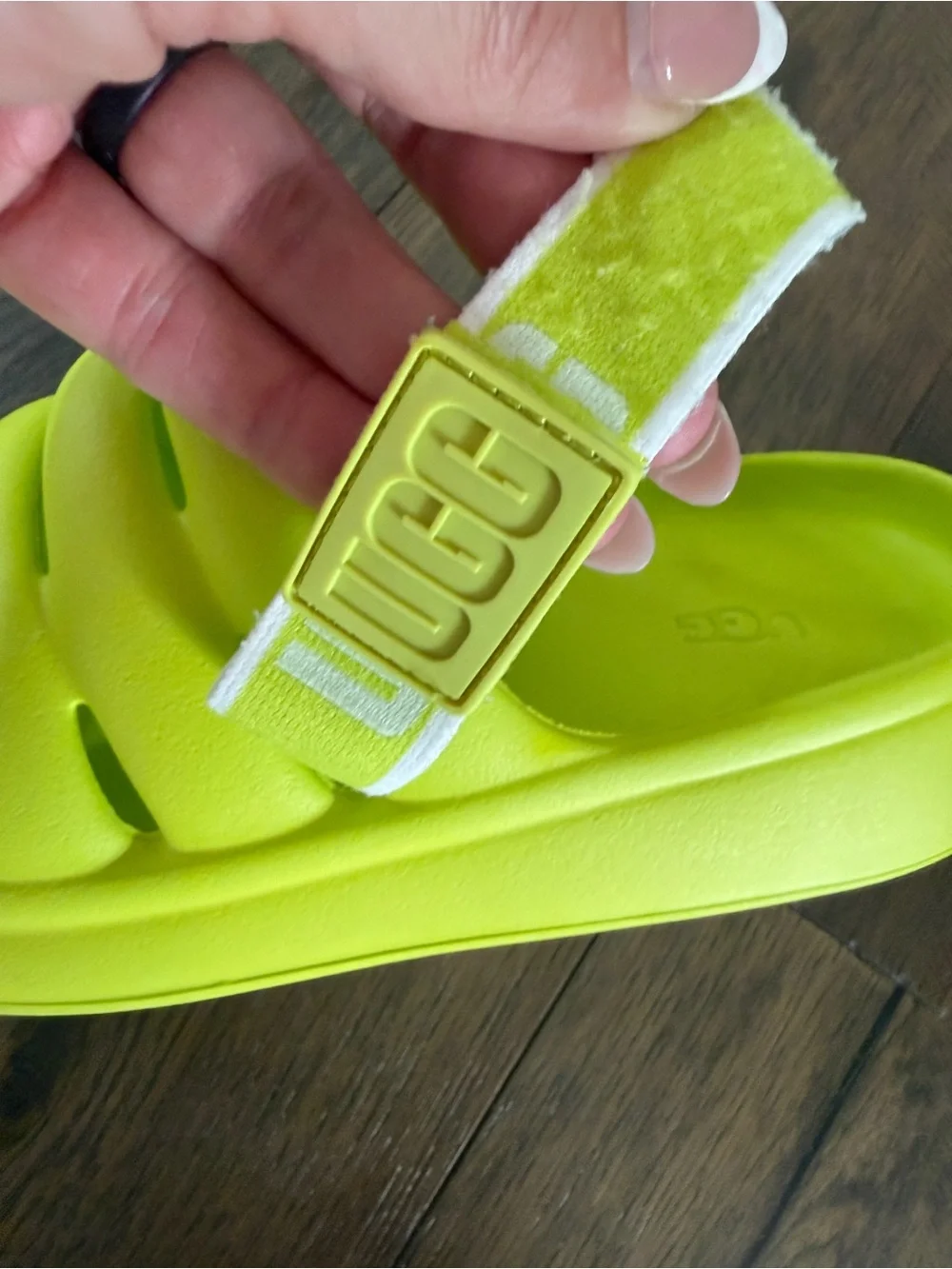 UGG Kids' Bright Lime Yellow Foam Strap Sandals